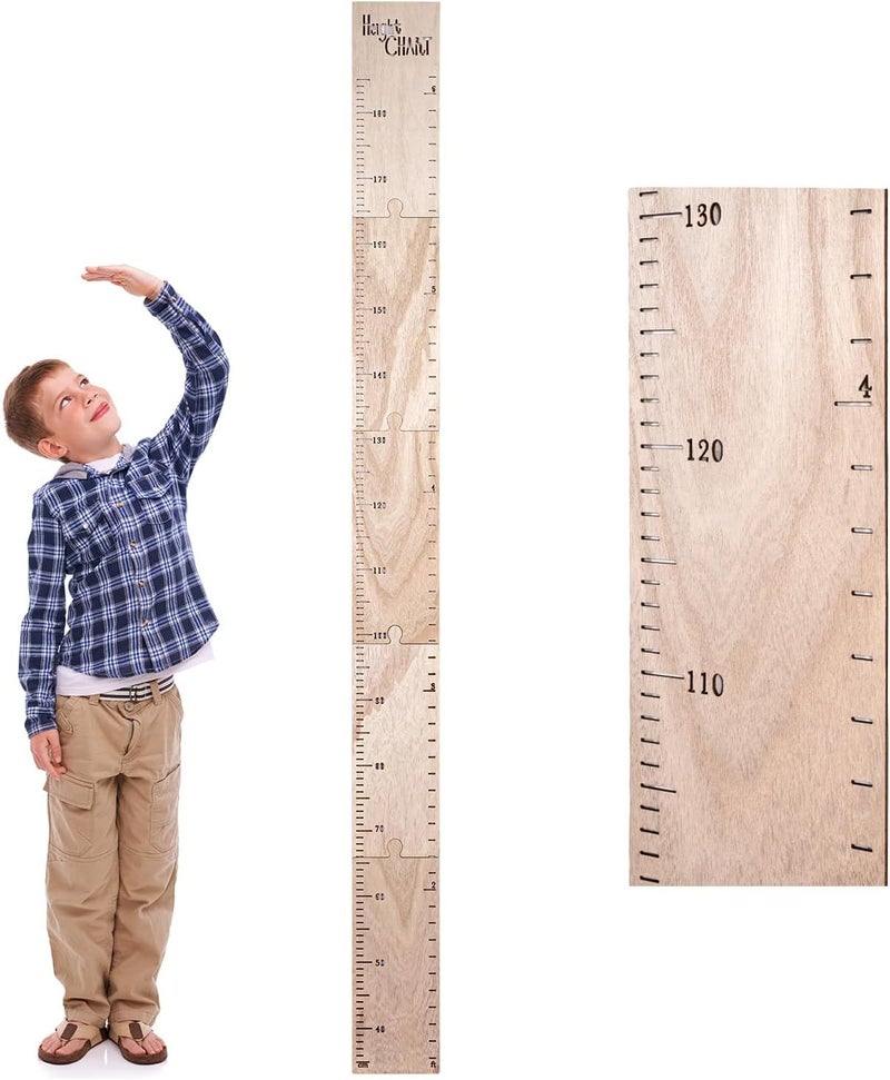 HOMEE Growth Chart for Wall, Wooden Height Chart for Kids，Natural Wood Height Measurement for Kids，Height Ruler Measurement Growth Chart for Baby Kid Room Nursery Wall Decor - Image 1